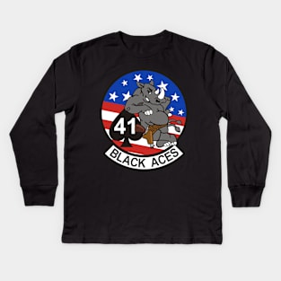 F/A18 Rhino - VFA41 Black Aces Kids Long Sleeve T-Shirt